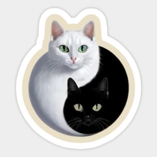 Yin Yang by two cats Sticker